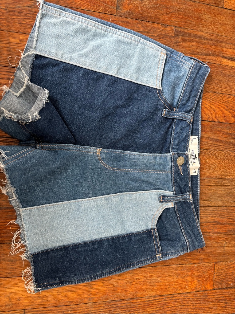 Hollister Two-Tone Blue Patchwork Denim shorts